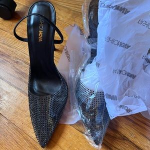 Black Sparkle Slingback Heels